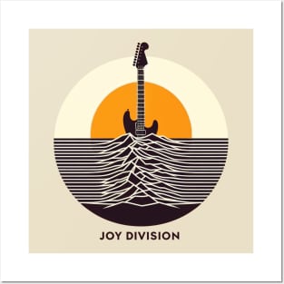 Joy Division Retro Guitar Sun waves Posters and Art